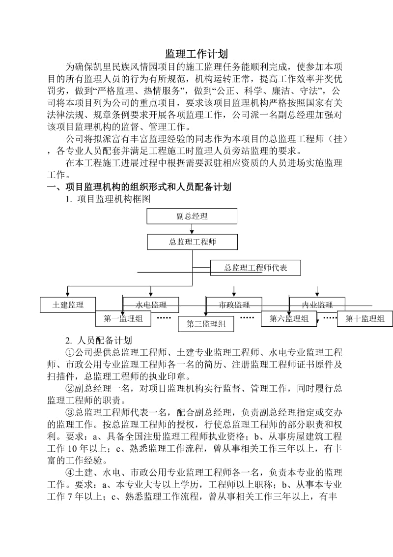 凯里民族风情园项目施工监理工作计划.doc_第1页