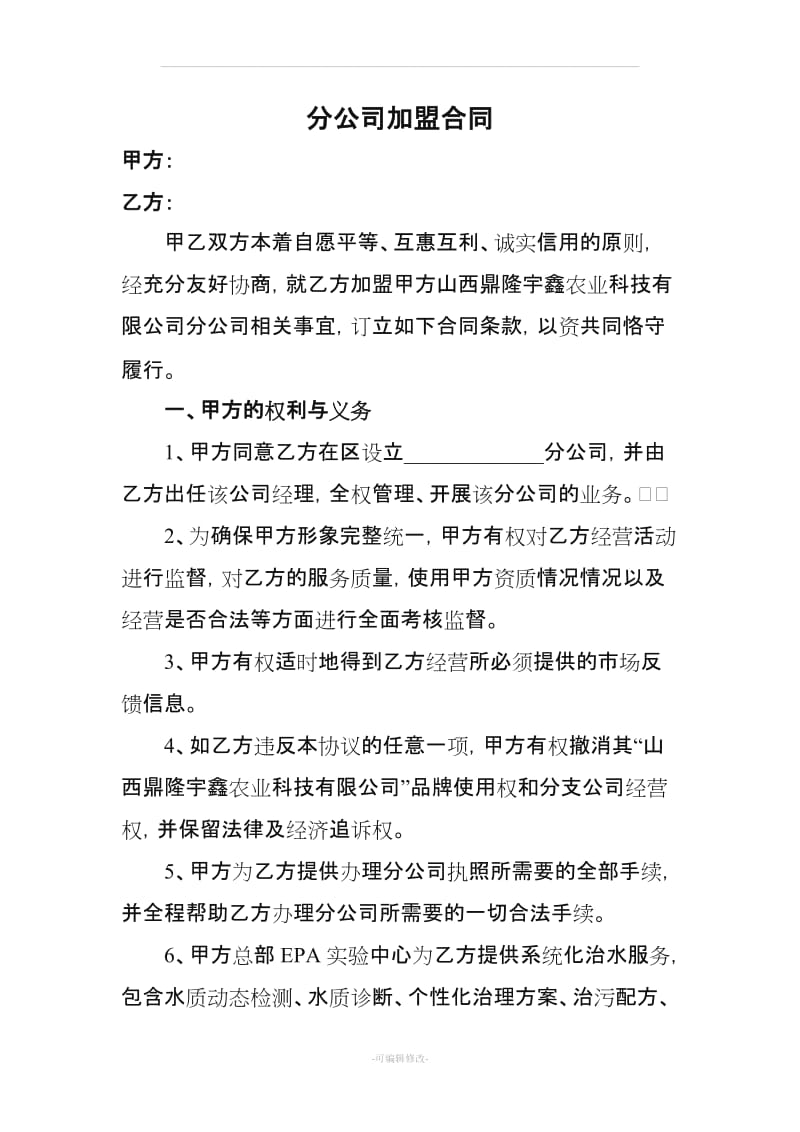 分公司加盟合同.doc_第1页