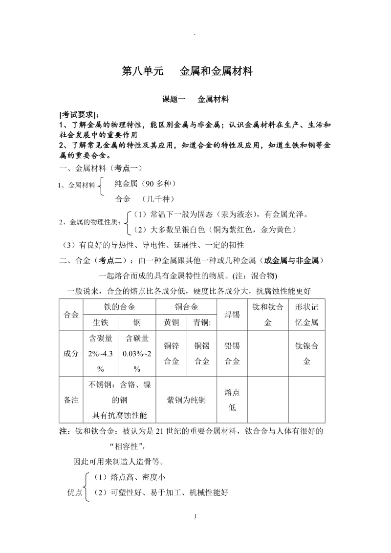 人教版新标九年级化学下册全册复习教案.doc_第1页