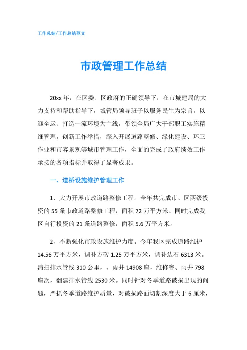 市政管理工作总结.doc_第1页