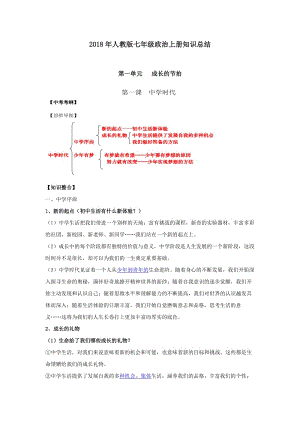 年人教版七年級政治上冊知識總結.docx