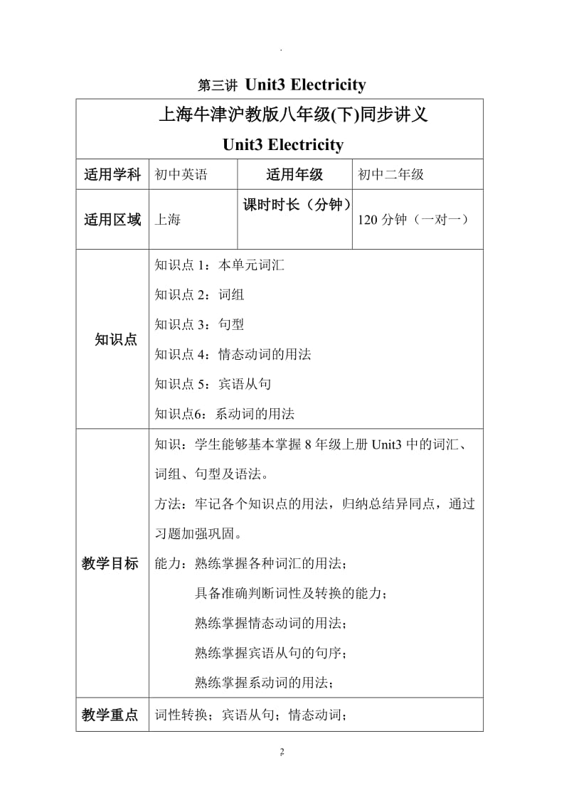 上海牛津沪教版八年级(下)同步讲义unit3.doc_第2页