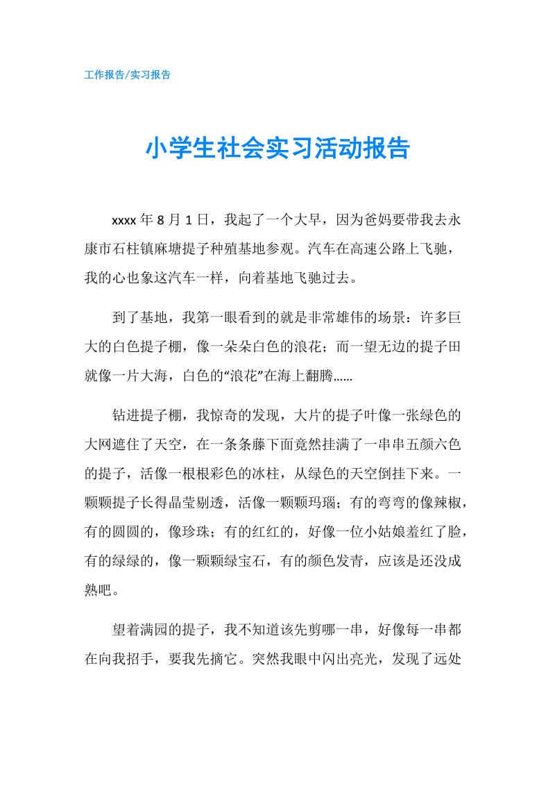 小学生社会实习活动报告.doc_第1页