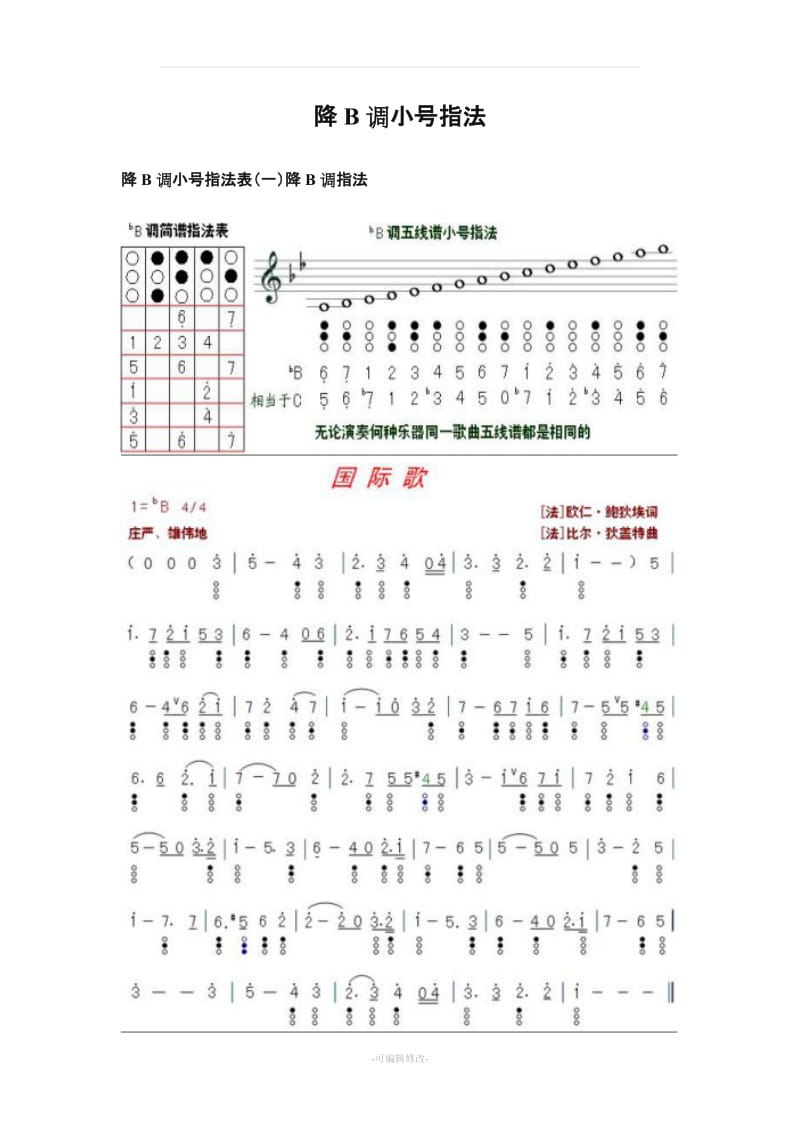 降B调小号指法表(全).doc_第1页