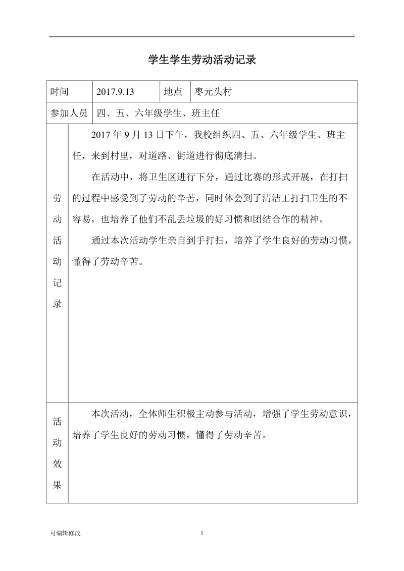 学生学生劳动实践基地活动记录.doc_第1页