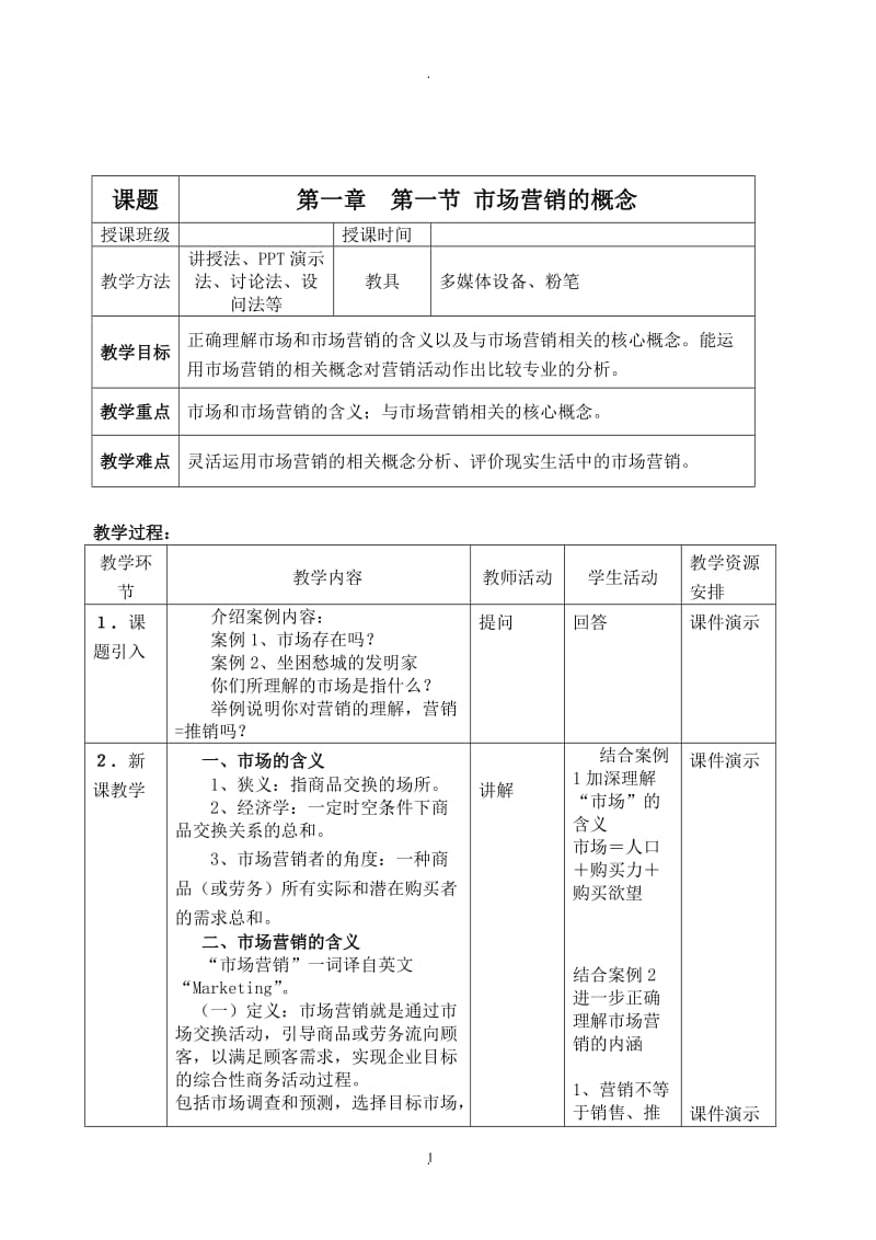 市场营销基础教学教案.doc_第1页