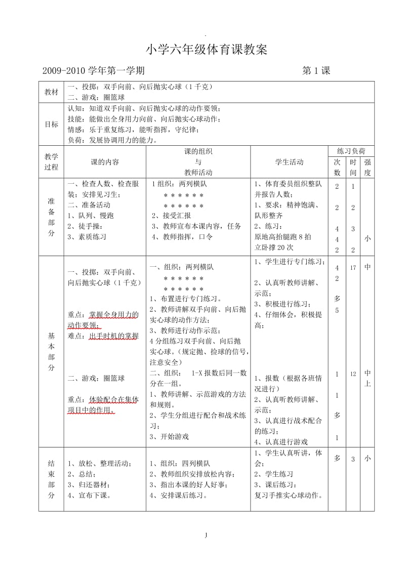 小学六年级体育课教案62473.doc_第1页