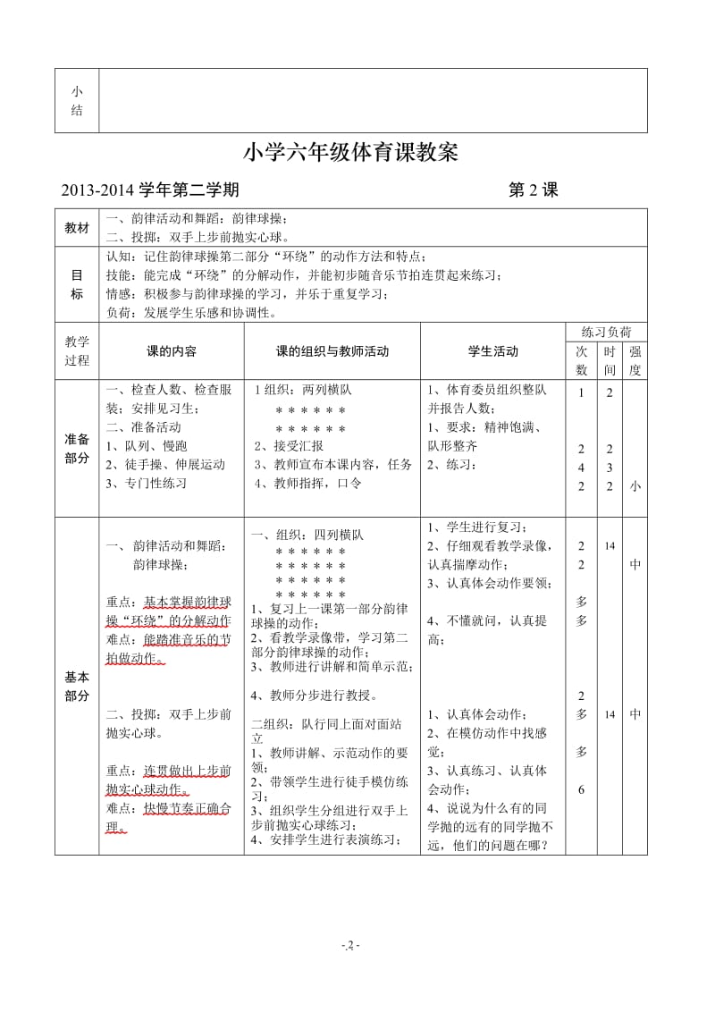 六年级下期体育教案全册时.doc_第2页