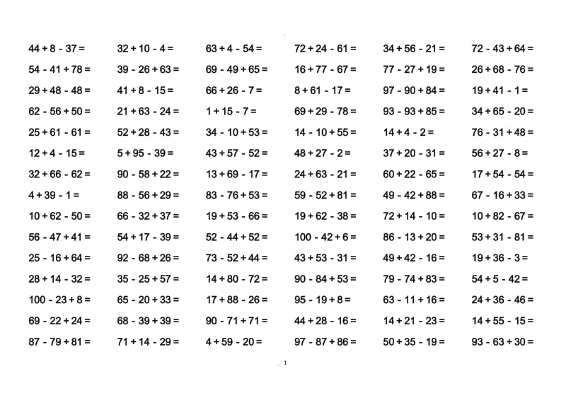 数学二年级以内连加连减.doc_第1页