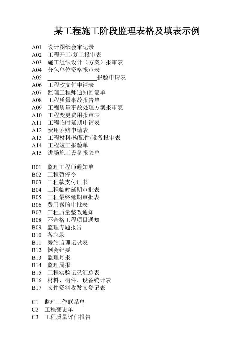 某工程施工阶段监理表格及填表示例.doc_第1页