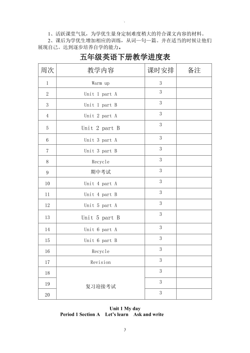 最新人教版PEP小学英语五年级下册全册教案.doc_第3页