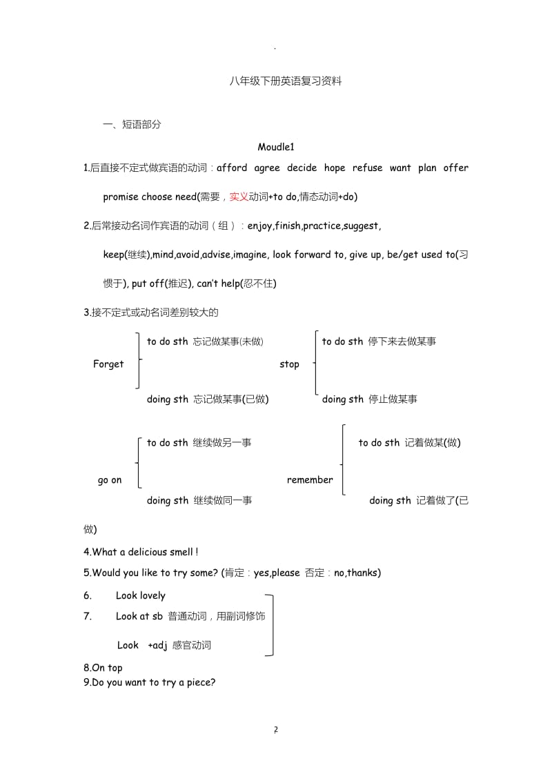 初中外研版八年级下册英语复习资料词组全.docx_第2页