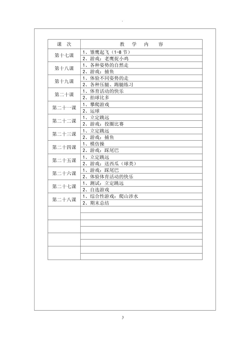 小学一年级体育上册教案表格式.doc_第3页