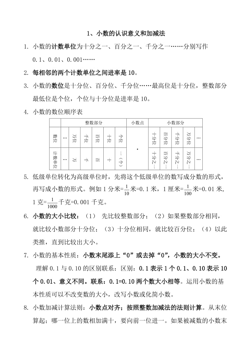 新北师大版四年级数学下册期末复习知识点归纳及易错题.docx_第1页