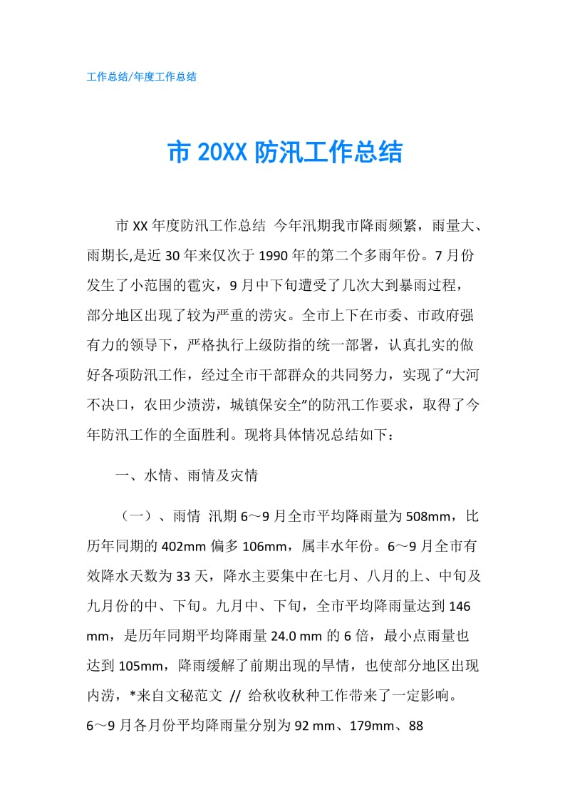 市20XX防汛工作总结.doc_第1页