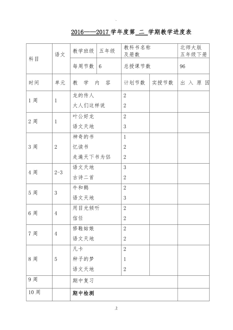 北师大版小学五年级下册语文全册教案.doc_第2页