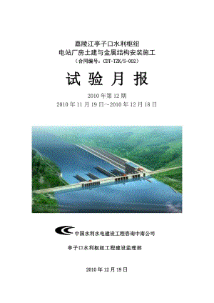 電站廠房土建與金屬結(jié)構(gòu)安裝施工試驗月報.doc