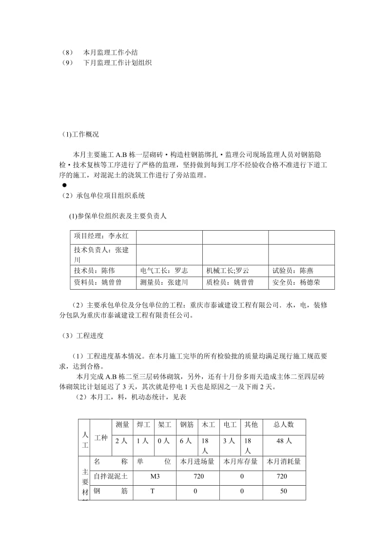 涪陵区十七中学校A—B栋学生宿舍工程监理月报.doc_第2页