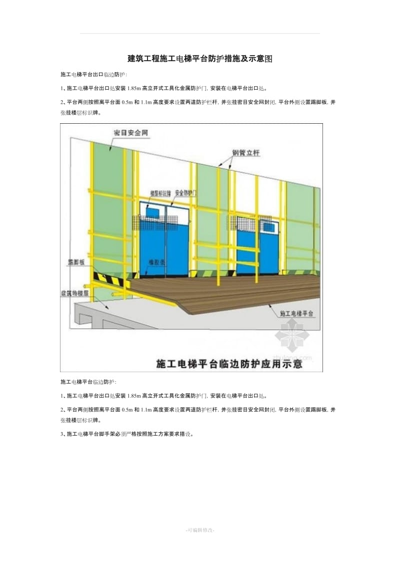 建筑工程施工电梯平台防护措施及示意图.doc_第1页