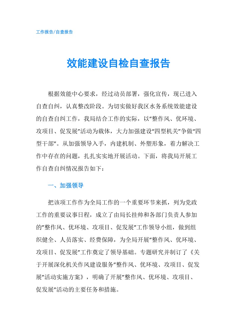 效能建设自检自查报告.doc_第1页