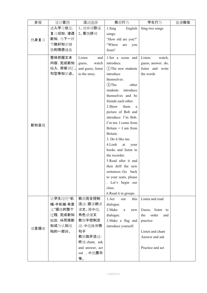 人教精通五年级英语上册 Unit 1 教学设计.doc_第2页