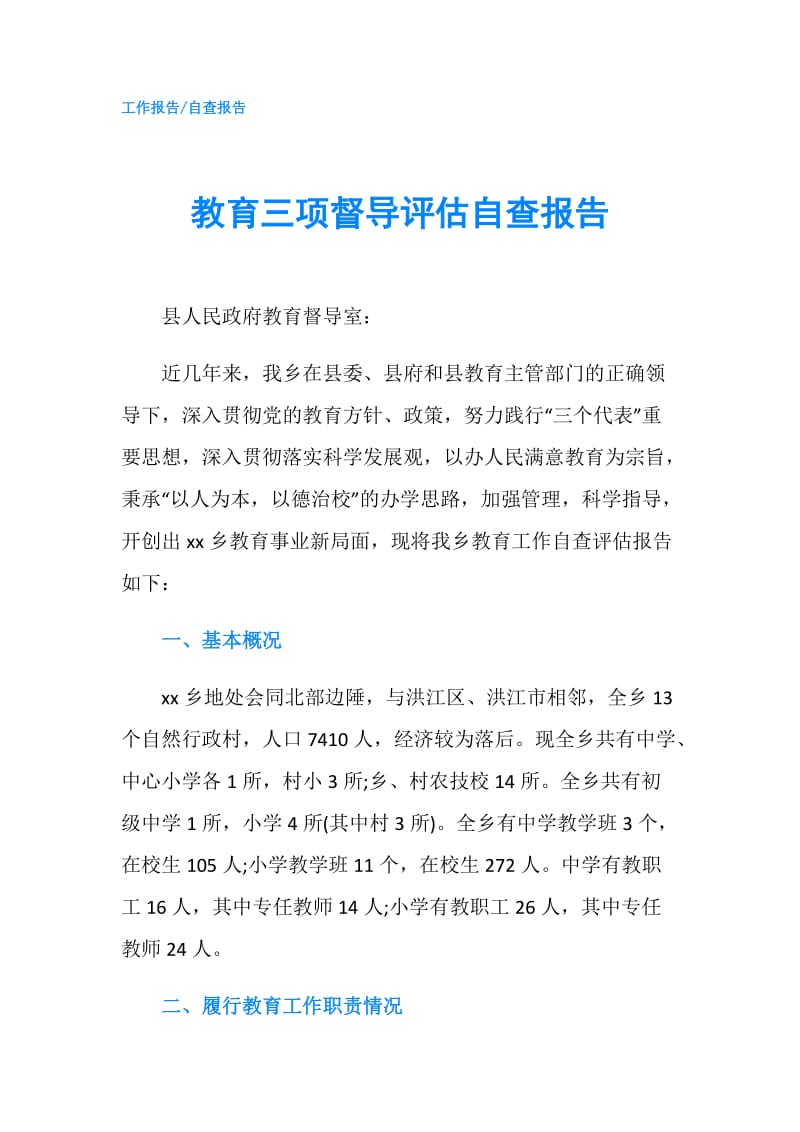 教育三项督导评估自查报告.doc_第1页