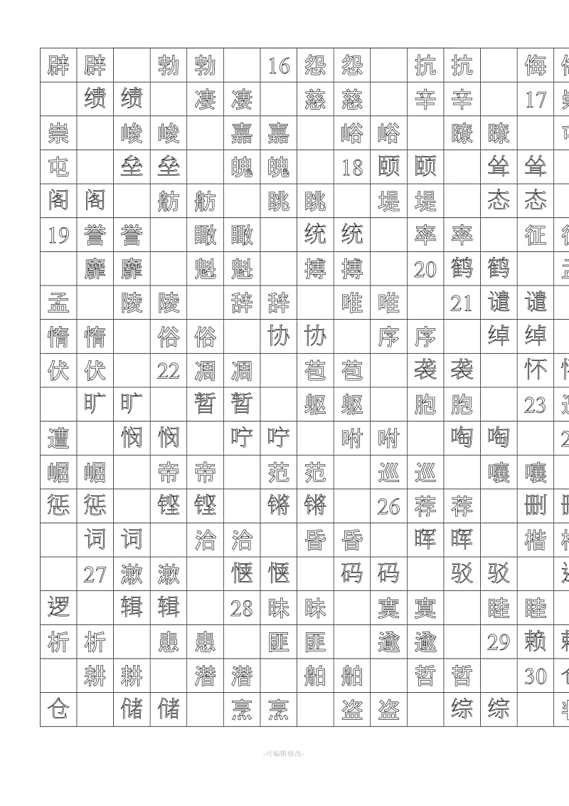 人教版四年级上册生字字帖.doc_第2页