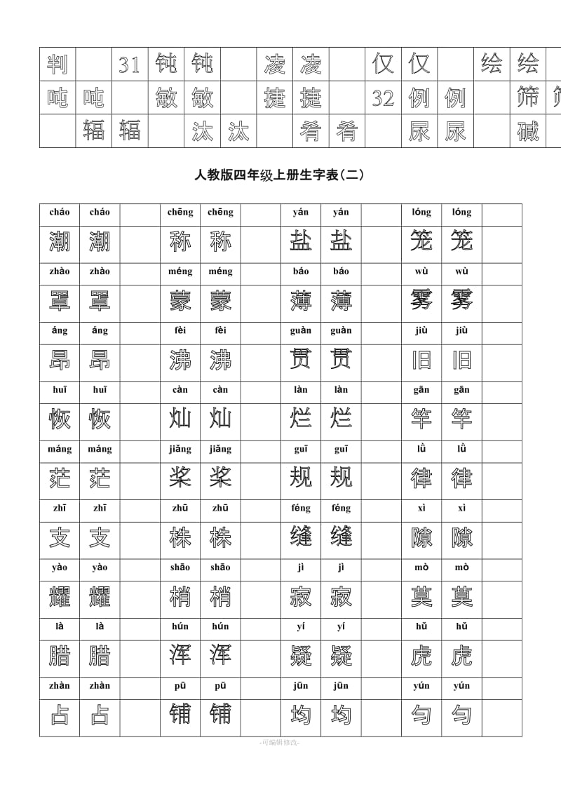 人教版四年级上册生字字帖.doc_第3页