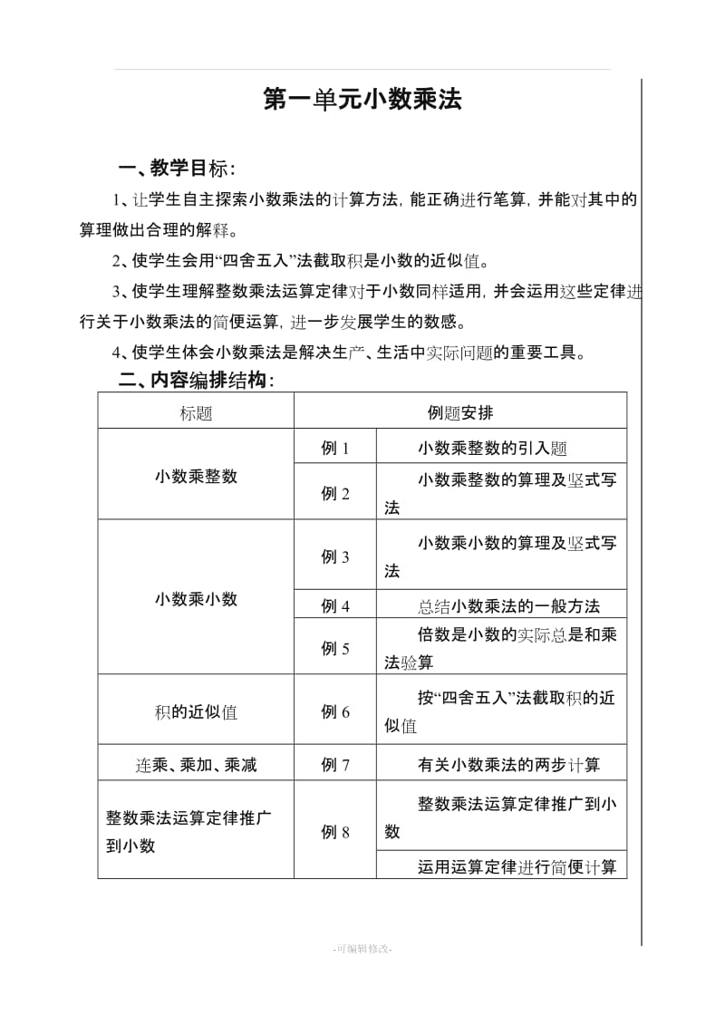 人教版小学五年级上册第一单元 小数乘法教案.doc_第1页