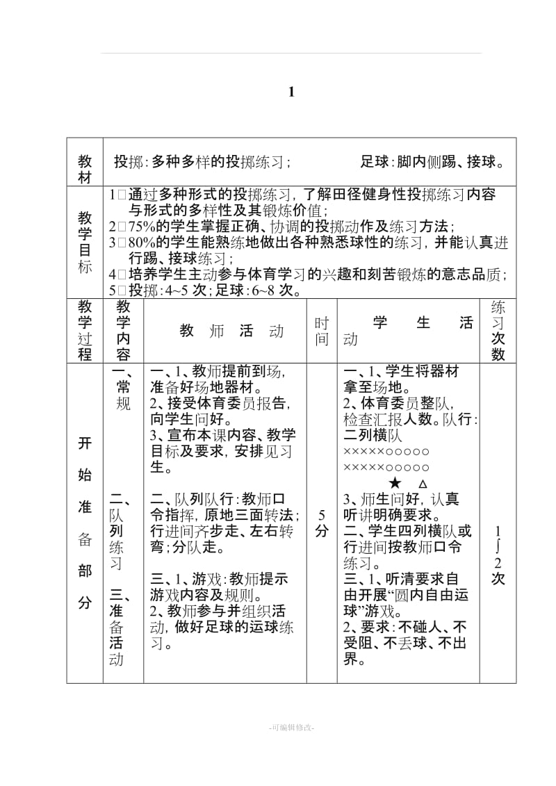 【教案全集】初中体育课教案全集.doc_第1页