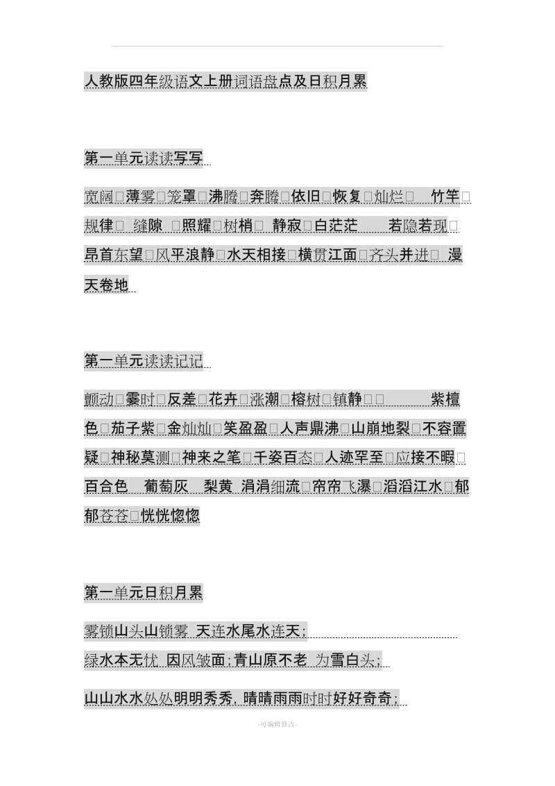 人教版四年级语文上册词语盘点及日积月累.doc_第1页