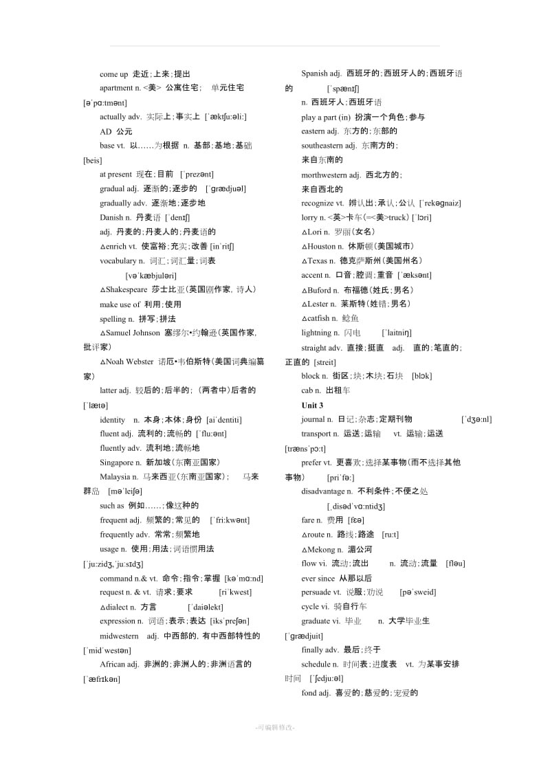 人教版高中英语必修一至必修四单词(带音标).doc_第2页