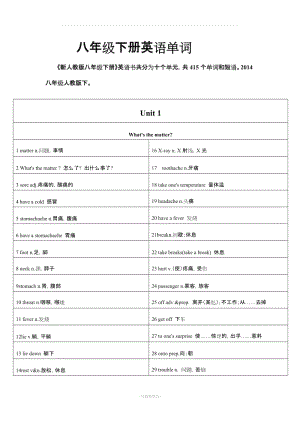 人教版八年級(jí)下冊(cè)英語單詞.doc