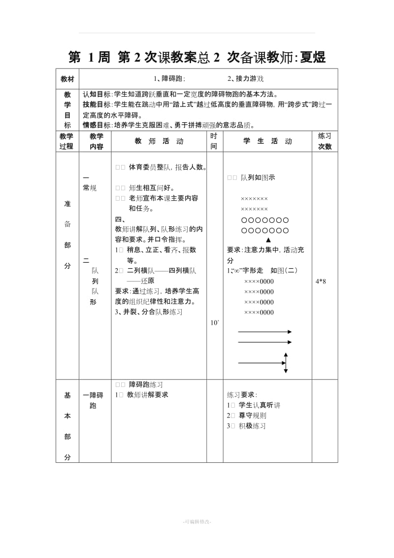 初中八年级全套体育教案(共36课).doc_第3页