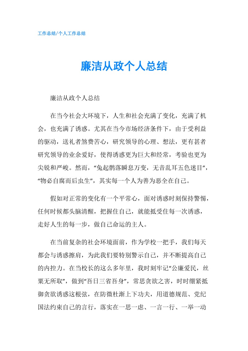 廉洁从政个人总结.doc_第1页