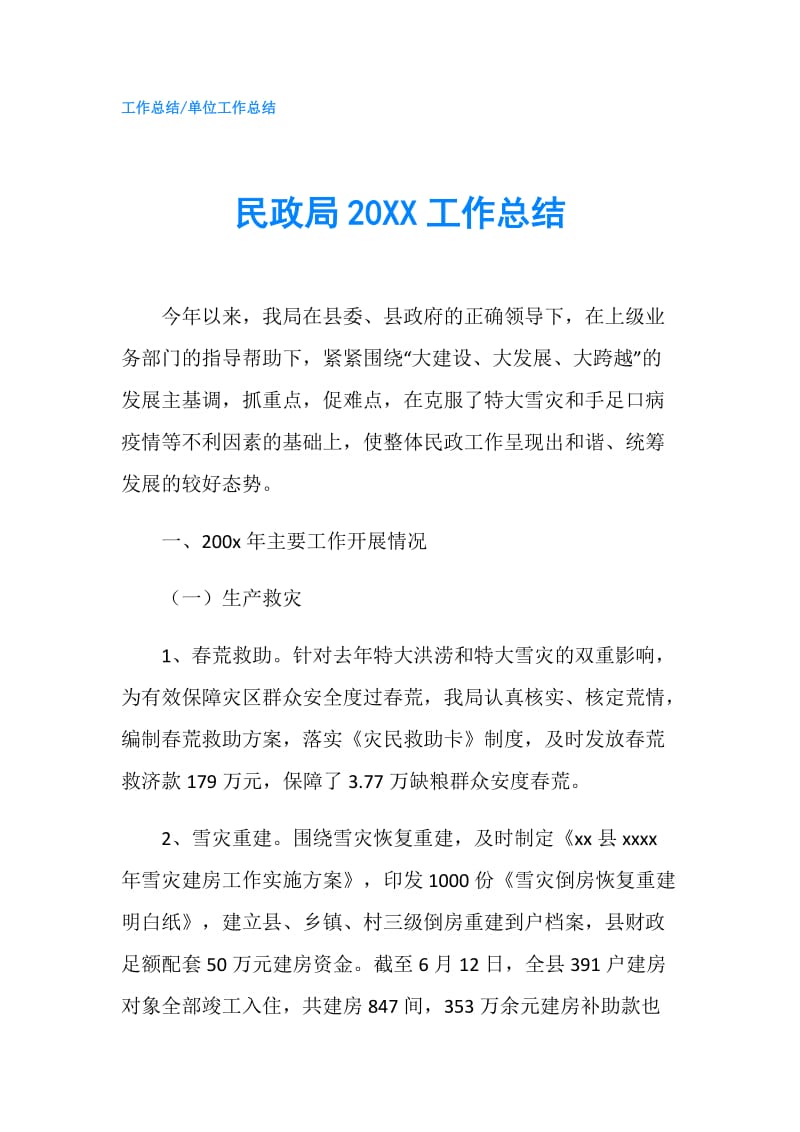 民政局20XX工作总结.doc_第1页