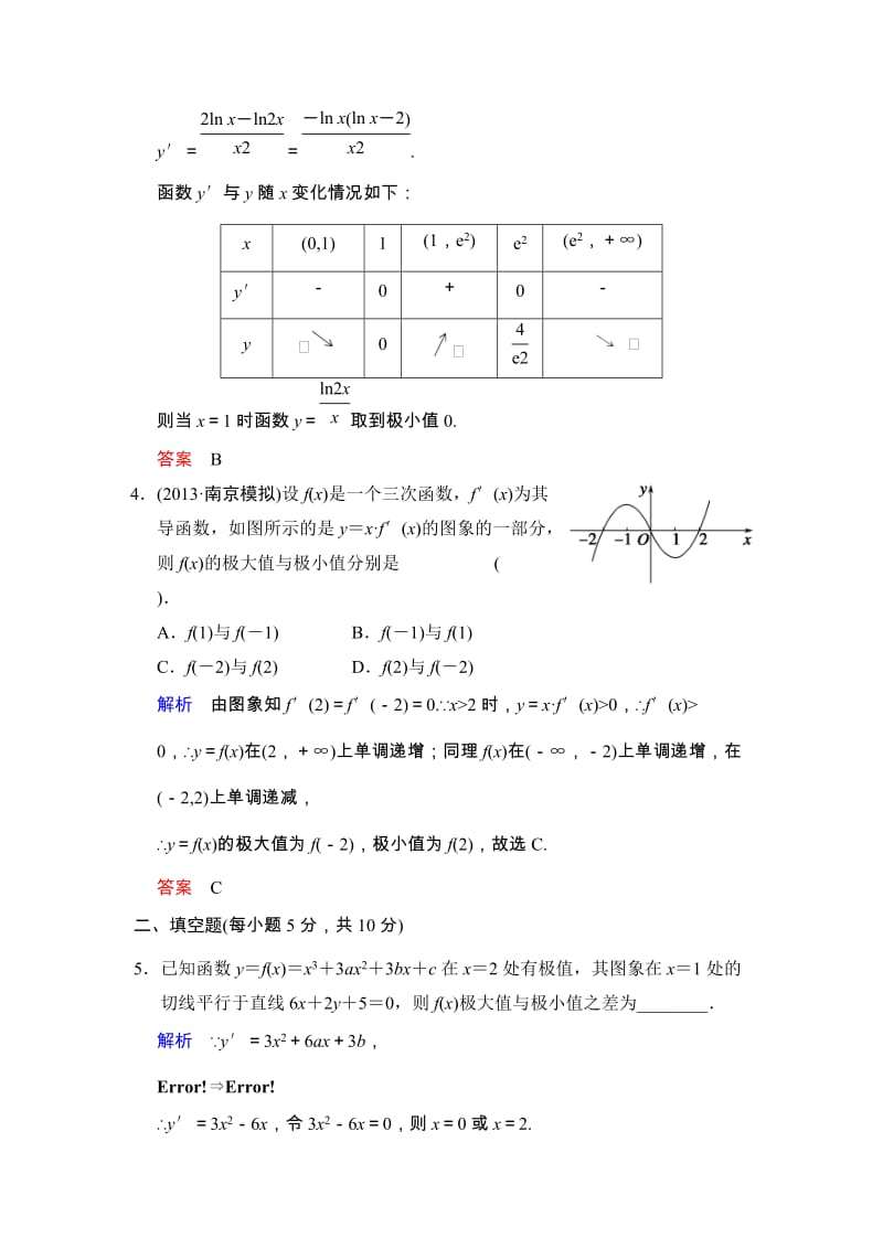高考数学人教A版（理）一轮复习：第三篇 第3讲 导数的应用(二)_第2页