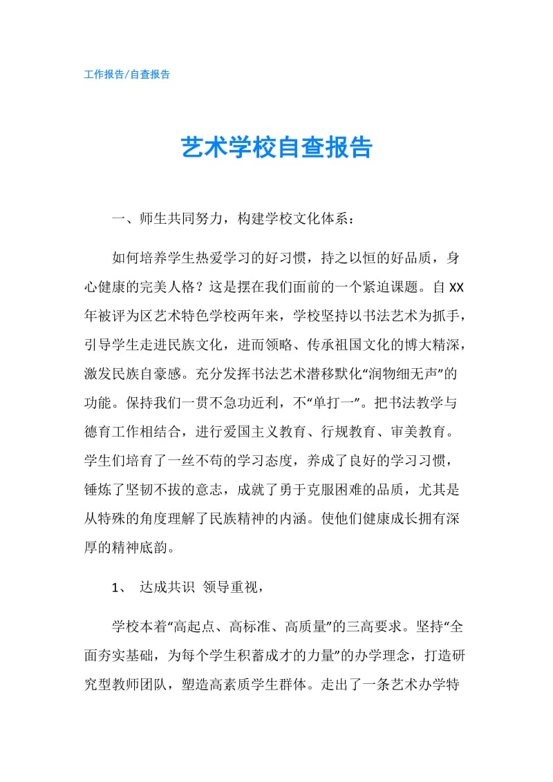 艺术学校自查报告.doc_第1页