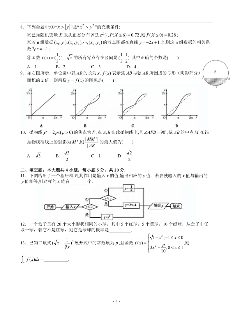 江西省南昌市10所省重点中学命制高三第二次模拟突破冲刺数学（理）试题（二）_第3页