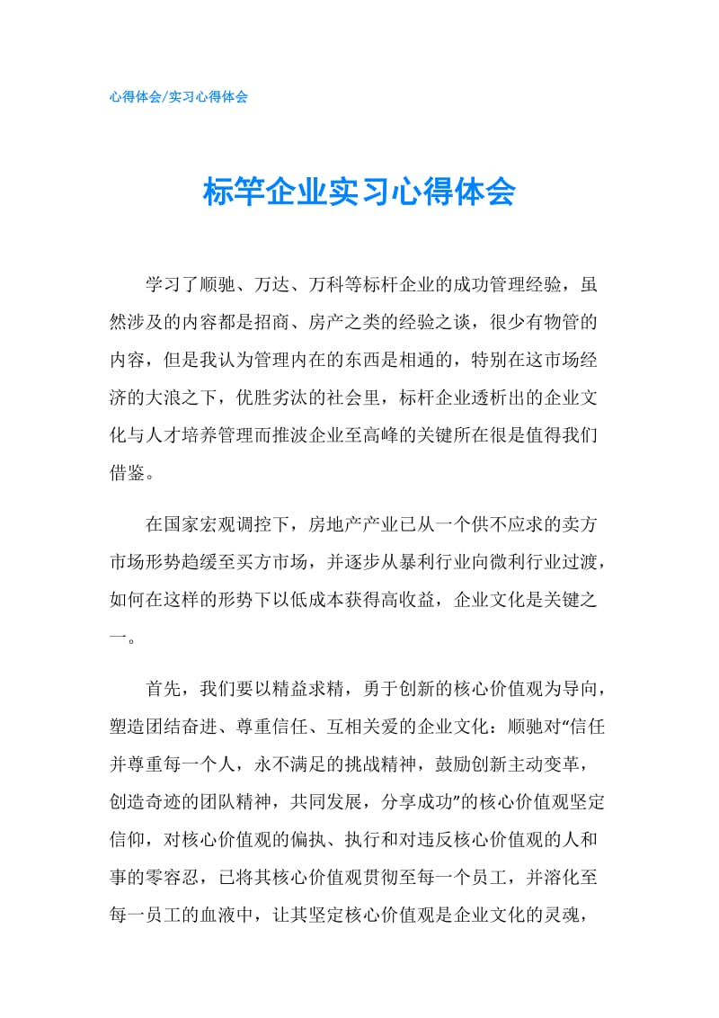 标竿企业实习心得体会.doc_第1页