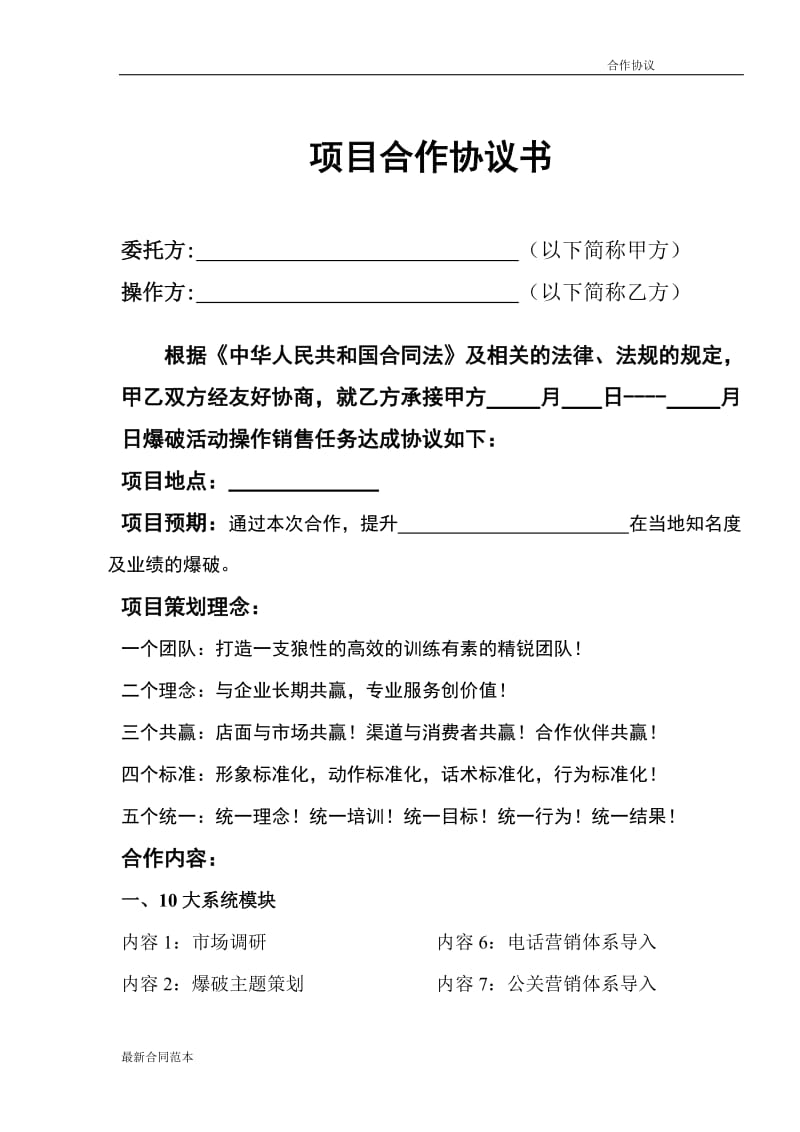 营销公司项目合作协议.doc_第1页