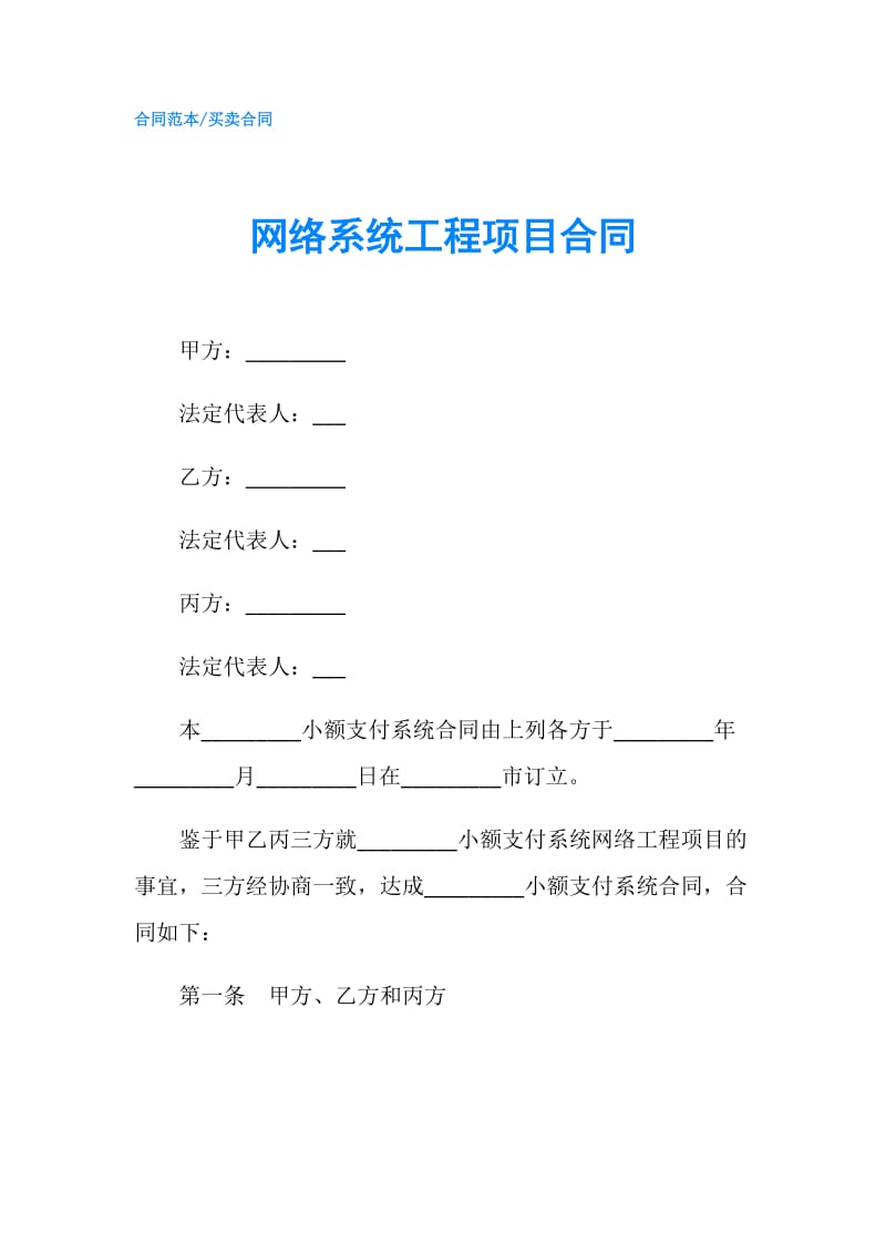 网络系统工程项目合同.doc_第1页