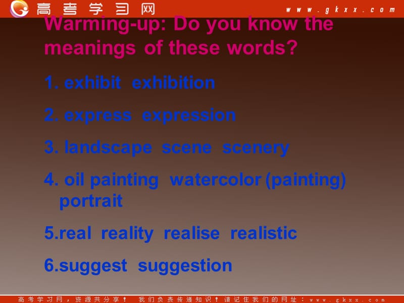 高二英语备课《Module 4 Fine Arts—Western Chinese and Pop Arts》Speaking and writing课件_第3页