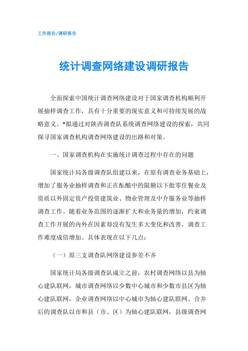 统计调查网络建设调研报告.doc_第1页