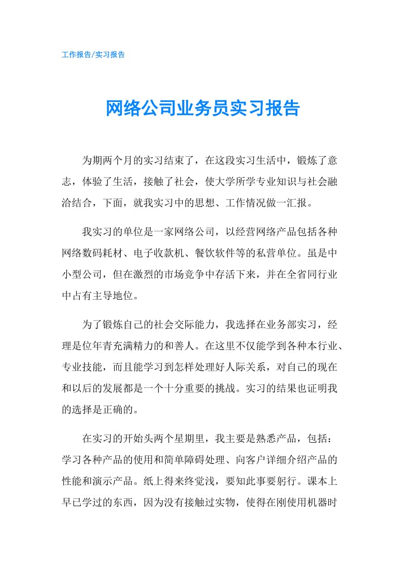 网络公司业务员实习报告.doc_第1页