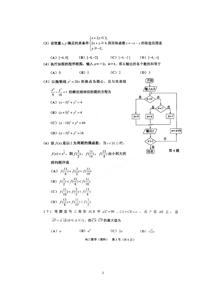 天津市红桥区高三第一次模拟考试数学（理）试题（扫描版）_第2页