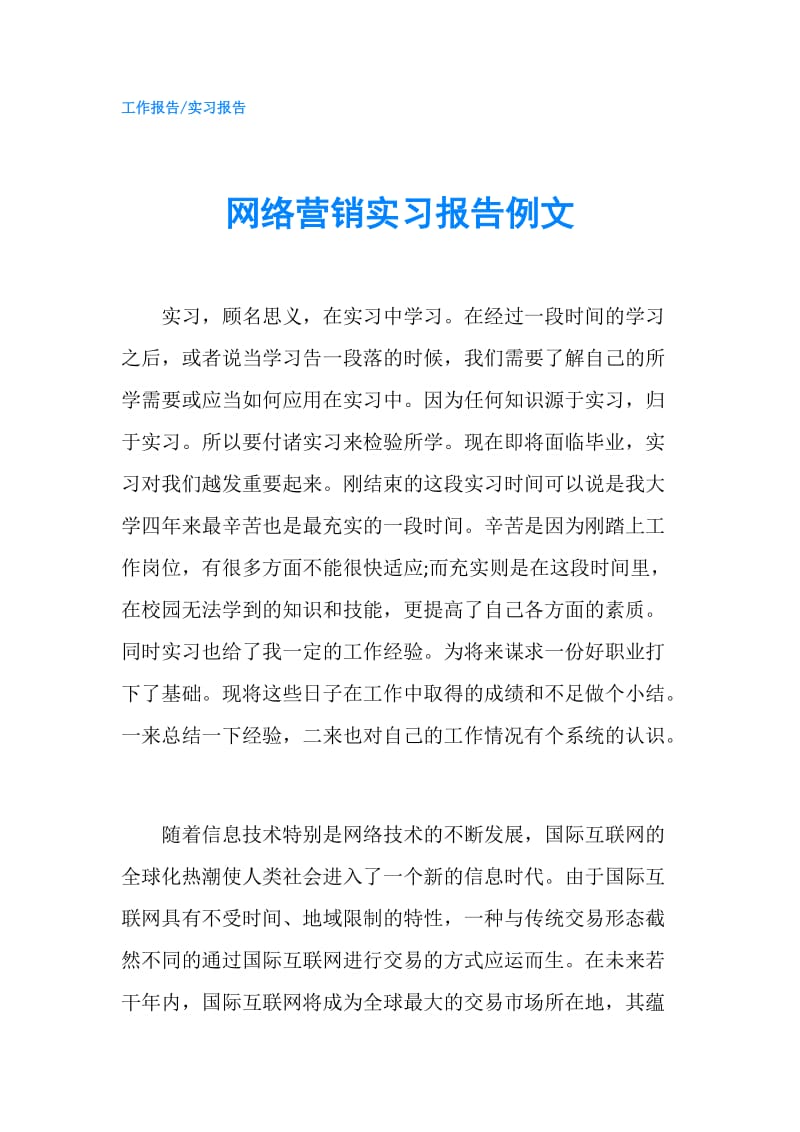 网络营销实习报告例文.doc_第1页