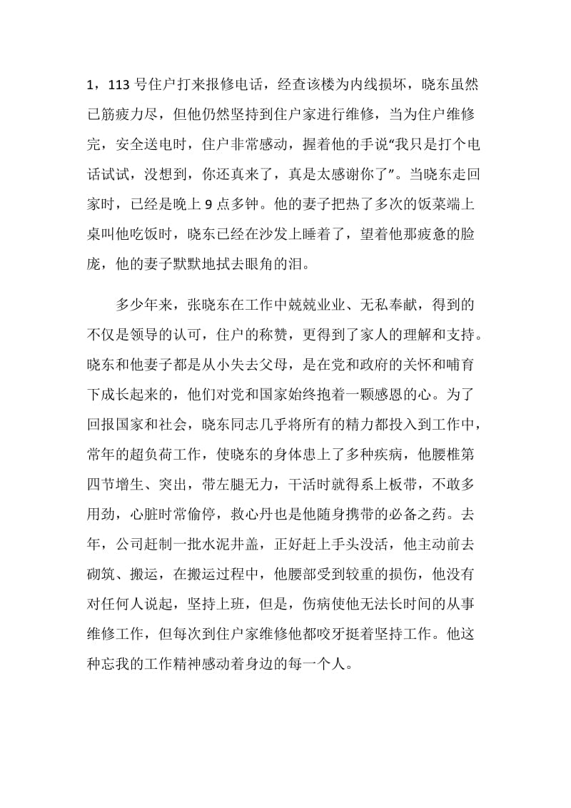 电力行业优秀个人先进事迹材料.doc_第2页