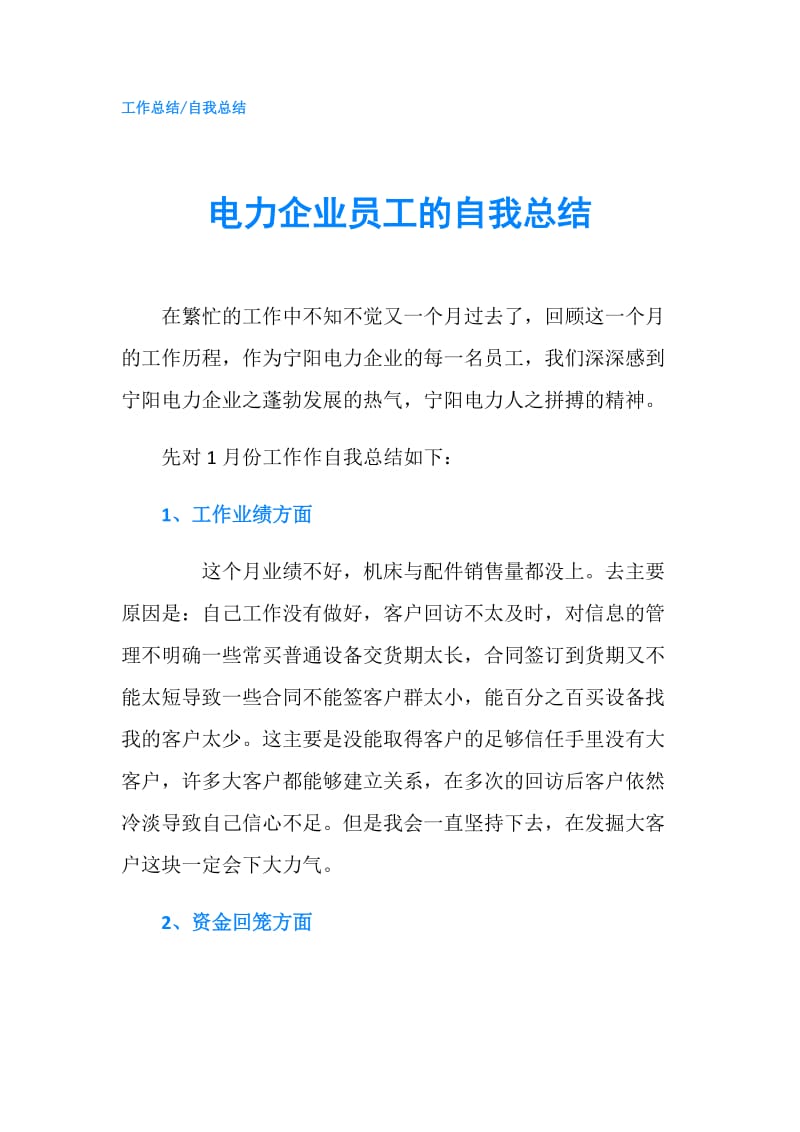 电力企业员工的自我总结.doc_第1页