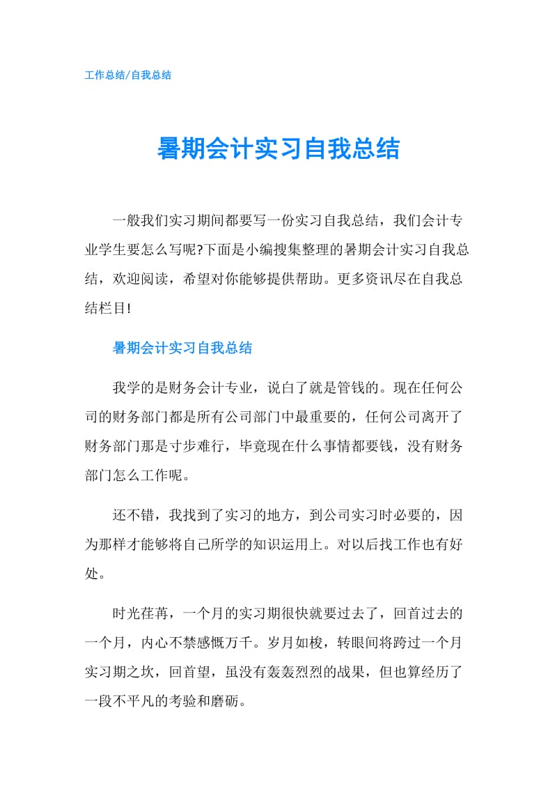 暑期会计实习自我总结.doc_第1页